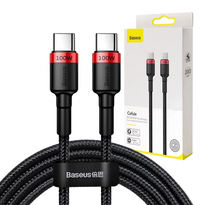 USB-C kabel do szybkiego ładowania Baseus Cafule 100W czerwony czarny
