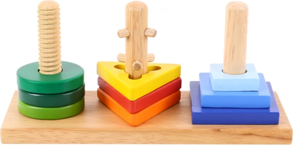 Drewniana edukacyjna układanka z kształtami Bigjigs Toys – nałóż i obróć
