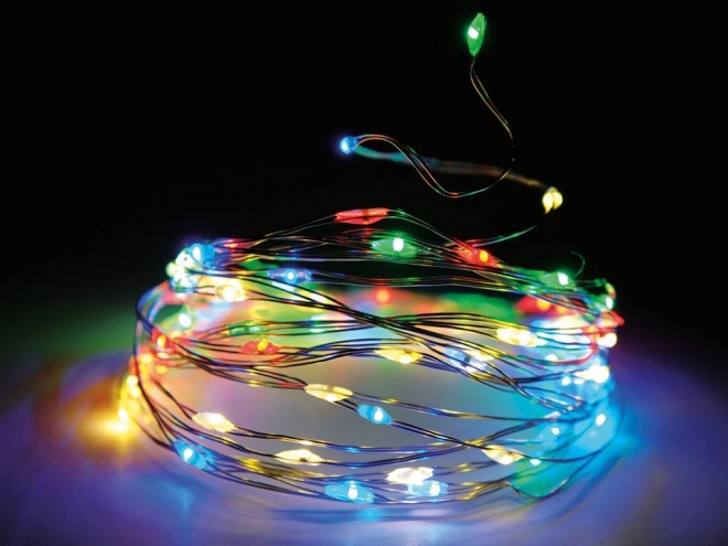 Wielokolorowe świąteczne światła LED na baterie 10m