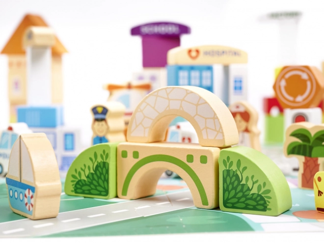 Drewniane edukacyjne miasto puzzle 120 elementów