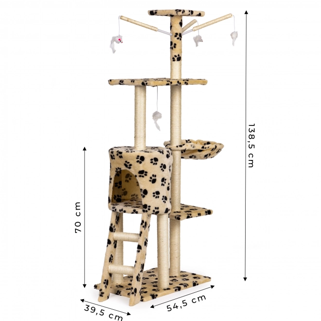 Drapak dla kotów, domek, drzewko, legowisko, 138 cm XL, Wzory łapek