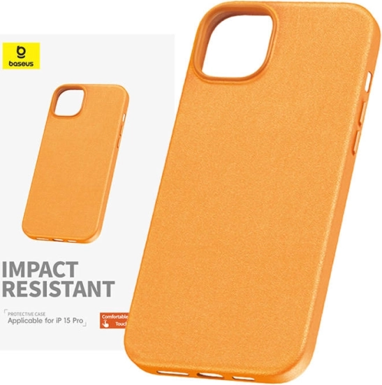 Etui na iPhone 15 Pro Max Baseus Fauxther Series pomarańczowe