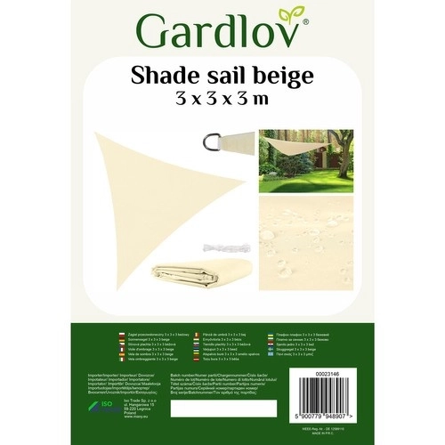 Gardlov 3x3x3 beżowa plandeka słoneczna 23146