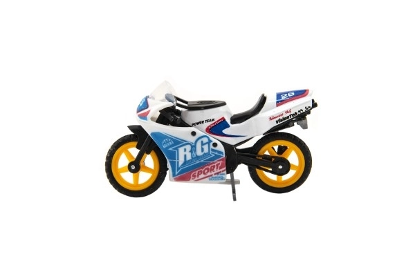 Motocykl wyścigowy metalowy/plastikowy 8cm na wolne koło mix rodzajów na karcie