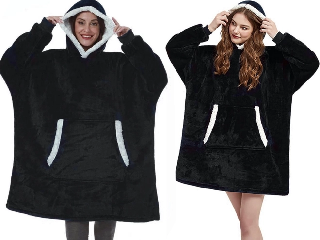 Ciepła bluza oversize z futrem i kapturem