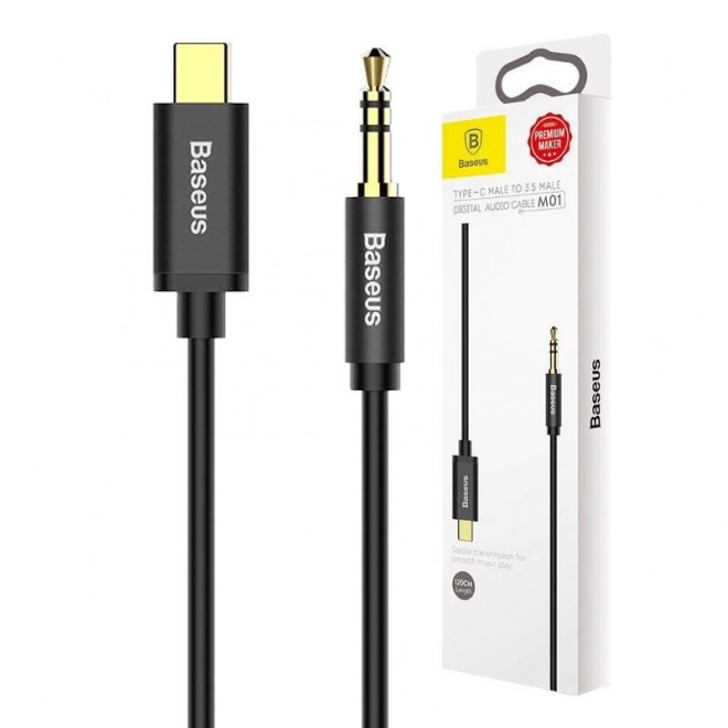 Baseus Yiven Kabel Audio USB-C na mini jack 3,5 mm, 1,2 m - czarny