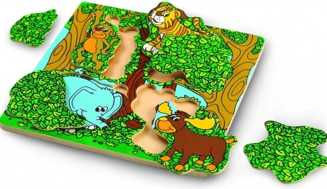 Wonderworld drewniane puzzle A kuku – dwuwarstwowe puzzle ze zwierzątkami