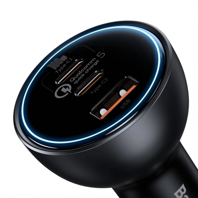 Ładowarka samochodowa Baseus Qualcomm, USB, 2x USB-C, 160 W (szara)