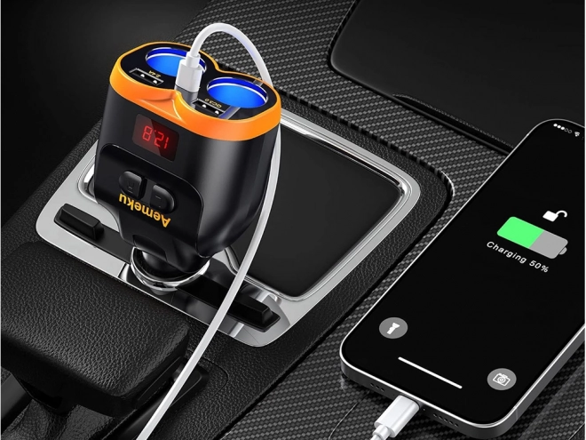 Rozdzielacz zapalniczki z ładowarką USB-A i USB-C QC 3.0
