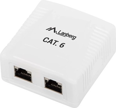 Natyńkowe gniazdo LAN 2x RJ45 Kategoria 6 białe
