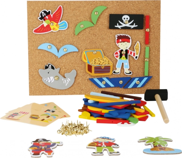 Drewniana kreatywna gra Piraci – zestaw do wbijania small foot
