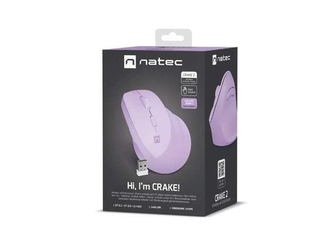 Bezprzewodowa mysz pionowa Pure Lavender Crake 2