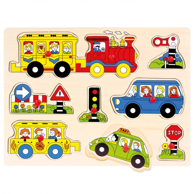 Bino Drewniane wkładające puzzle transportowe