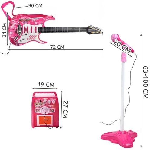 Gitara + mikrofon + wzmacniacz różowa 22407