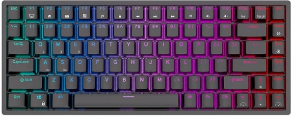 Bezprzewodowa klawiatura mechaniczna ROYAL KLUDGE RK84 RGB z brązowymi przełącznikami (czarna)