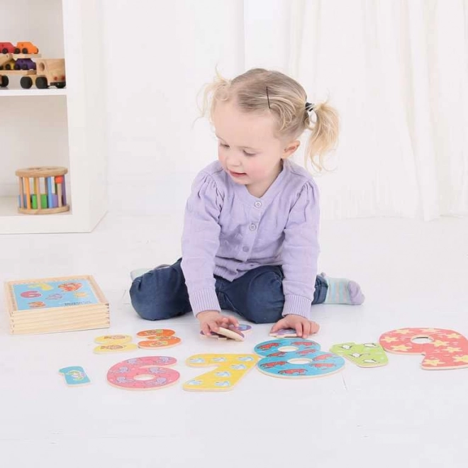 Bigjigs Toys Drewniane puzzle liczby 1-9