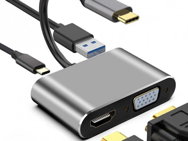 Adapter USB-C HDMI 4K VGA Hub z Power Delivery