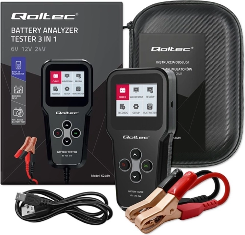 Cyfrowy tester akumulatorów 3w1 z LCD do 6 V, 12 V i 24 V, 30–200 Ah