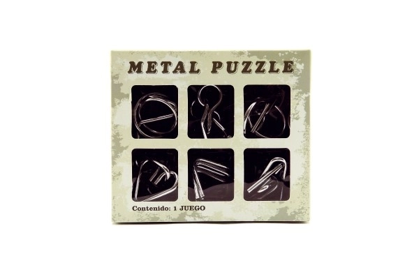 Zagadki metalowe 6 sztuk w pudełku 14x12cm