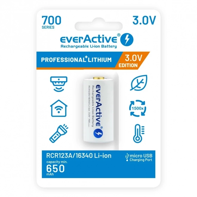 Akumulator ładowalny EverActive 16340 700 mAh z micro USB
