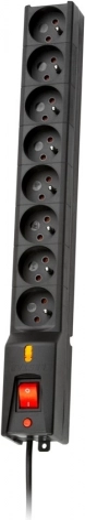 Listwa przeciwprzepięciowa Lestar LX 810, 3,0 m, czarna