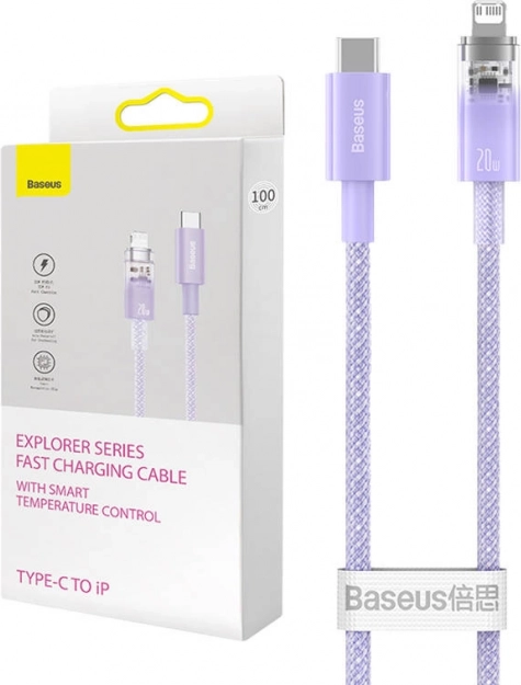 Szybko ładujący kabel USB-C na Lightning 1 m fioletowy