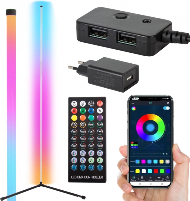 Narożna lampa RGB LED z pilotem