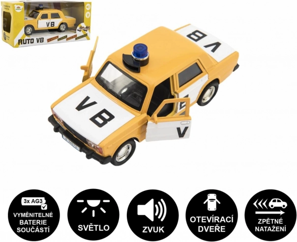 Policyjny samochód VB Lada 12 cm ze światłem i dźwiękiem na napęd frykcyjny (pull-back)