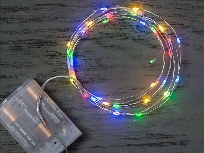 Wielokolorowe świąteczne światła LED na baterie 10m