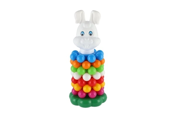 Układanka piramida z pierścieniami plastik 26cm w siatce 12m+