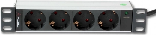 Listwa zasilająca do racka 10" 1U, 4x Schuko, 250 V/16 A, kabel 1,8 m