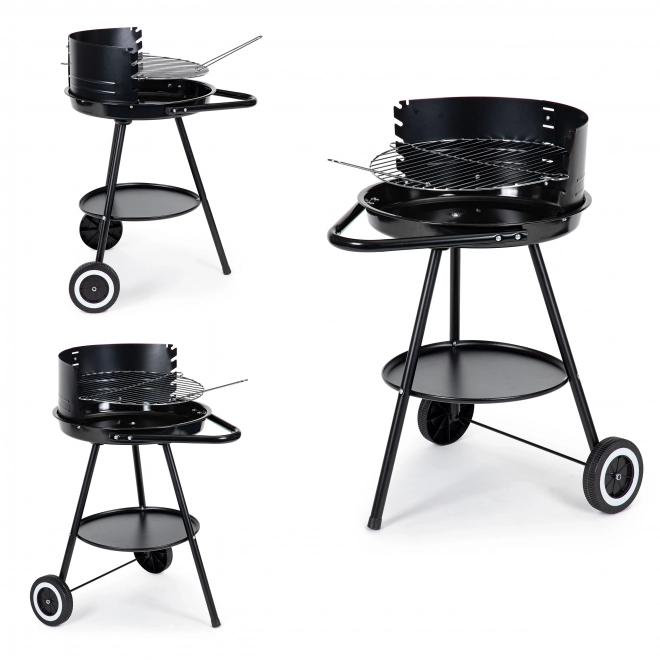Okrągły grill ogrodowy z regulowaną wysokością rusztu