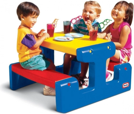 Dziecięcy stół piknikowy LITTLE TIKES Jr z ławkami – niebieski