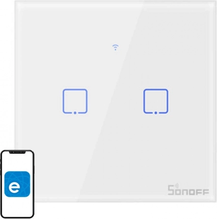 Inteligentny dotykowy włącznik SONOFF T1 EU TX, 2‑kanałowy, Wi‑Fi + RF 433