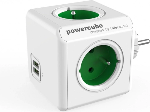 Rozdzielacz gniazdek PowerCube Original USB zielony