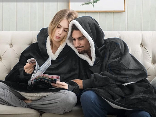 Ciepła bluza oversize z futrem i kapturem