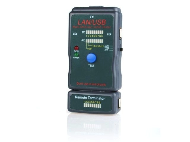 Tester kabli diodowych RJ11, UTP, STP, USB A/B