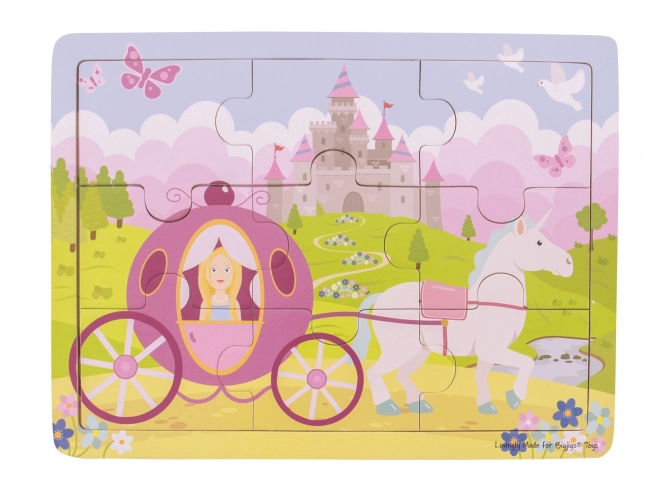 Bigjigs Toys Drewniane puzzle księżniczka z karetą