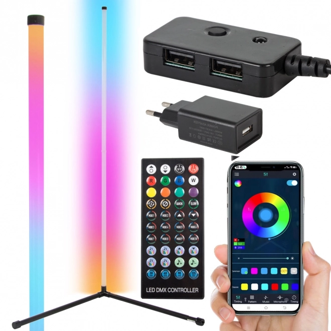 Narożna lampa RGB LED z pilotem i aplikacją