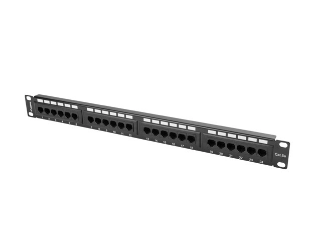 Panel krosowy 24 porty 1U Cat 5e czarny