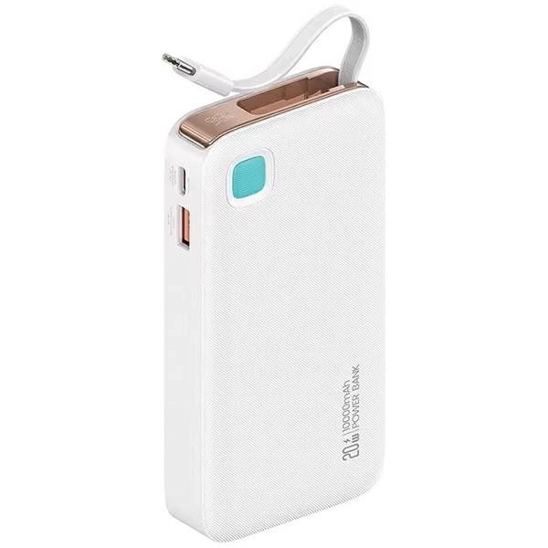 Powerbank z kablem USB-C 10000mAh 20W biały