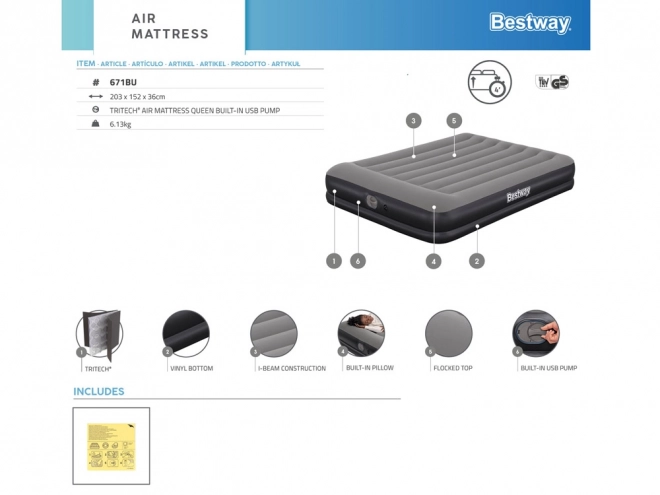 Materac dmuchany Tritech z pompką USB
