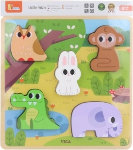 Drewniane puzzle dotykowe Zwierzęta leśne VIGA