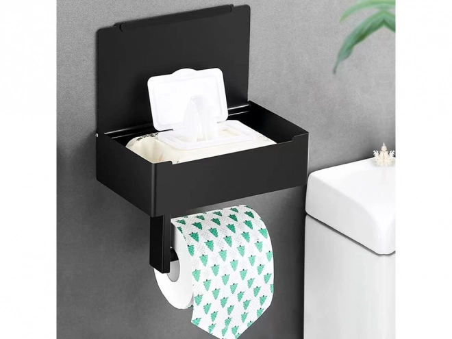 Stylowy uchwyt na papier toaletowy z półką na chusteczki