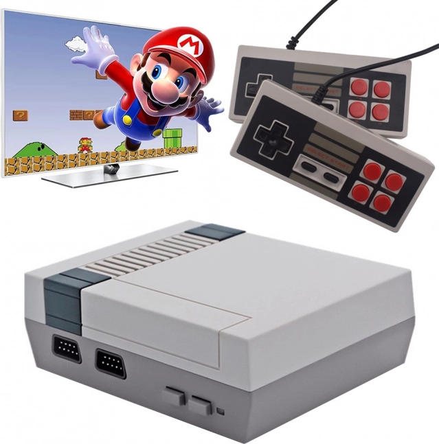 retro mini konsola do gier z 620 wbudowanymi grami i 2 kontrolerami