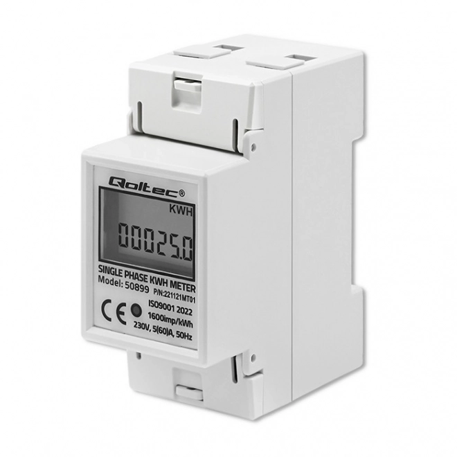 Elektroniczny licznik energii jednofazowy | Szyna DIN | 230V | LCD | 2P