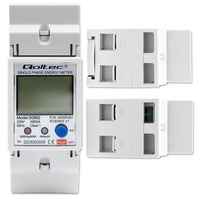 Jednofazowy elektroniczny licznik energii | Szyna DIN | 230V | LCD | Wi-Fi
