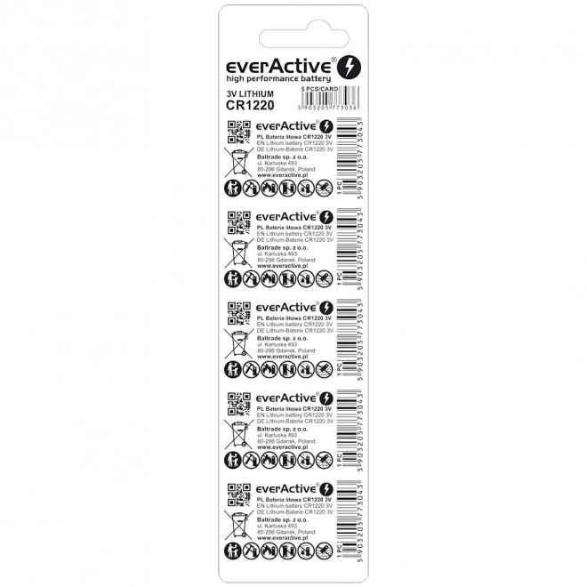 Bateria litowa CR1220 5 szt.