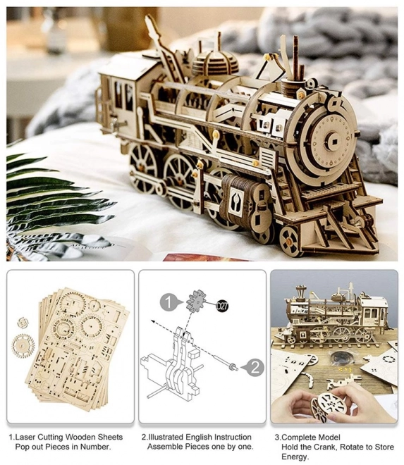 Rokr 3D drewniane puzzle lokomotywa 350 elementów