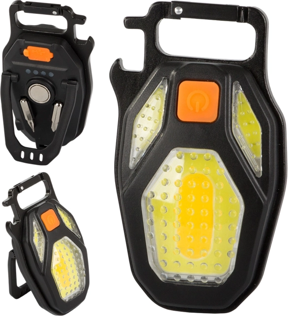 Brelok do kluczy z lampką LED COB, magnesem i ładowaniem USB
